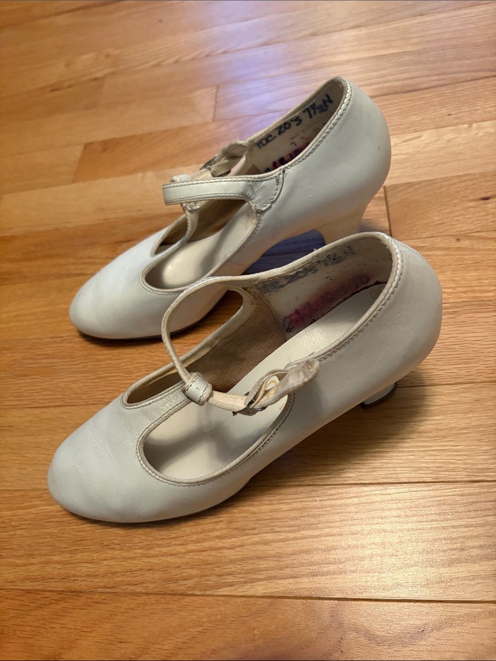 White T-Strap Mary Jane Heels